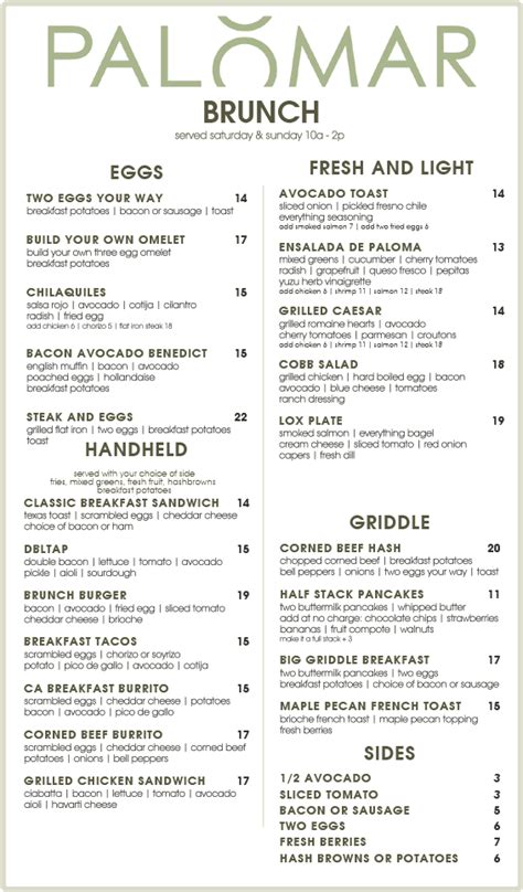 Food Menu — PALOMAR.